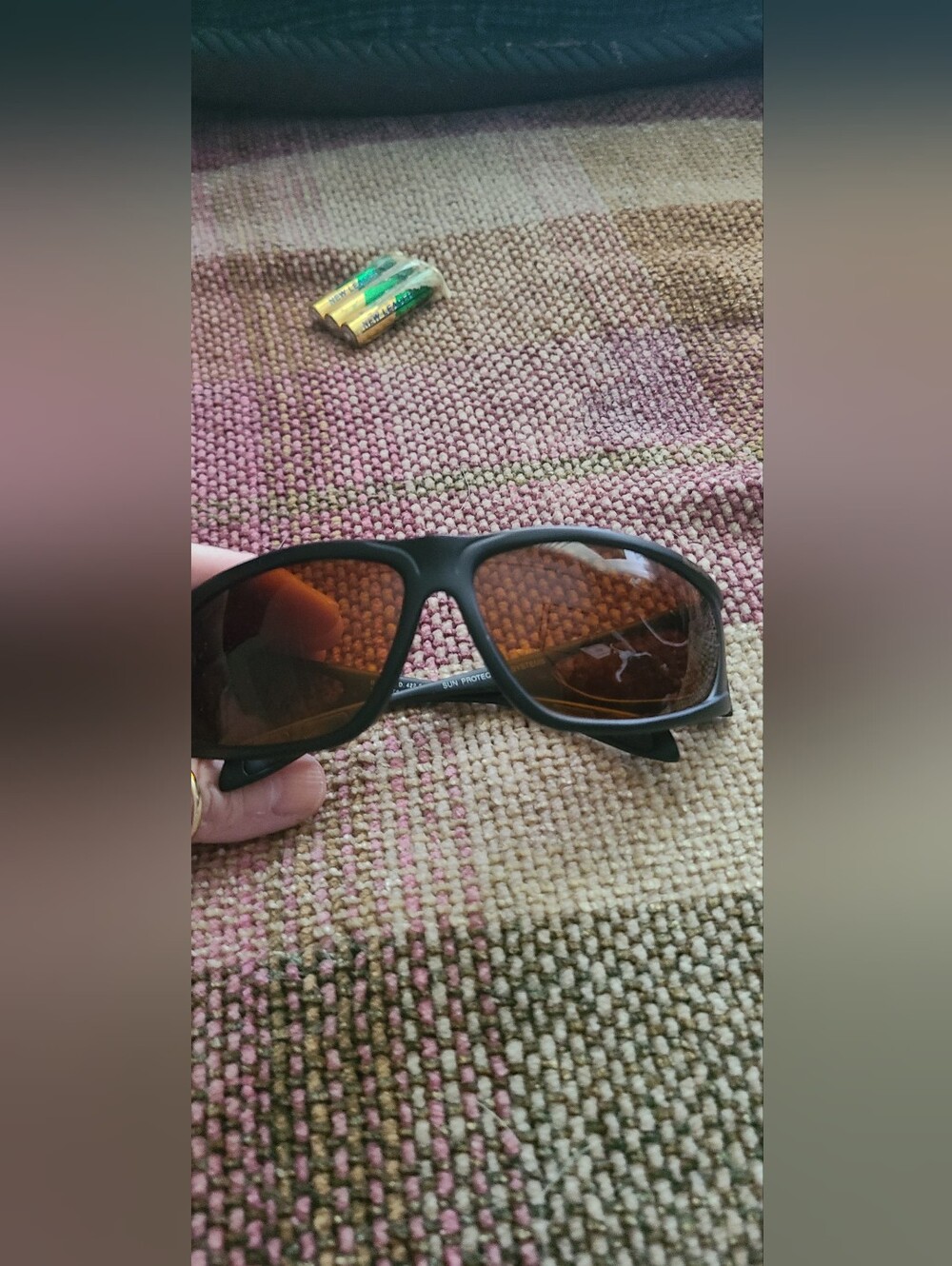 Men's Polarized Sunglasses - Amber Lenses, Black Wrap Frame